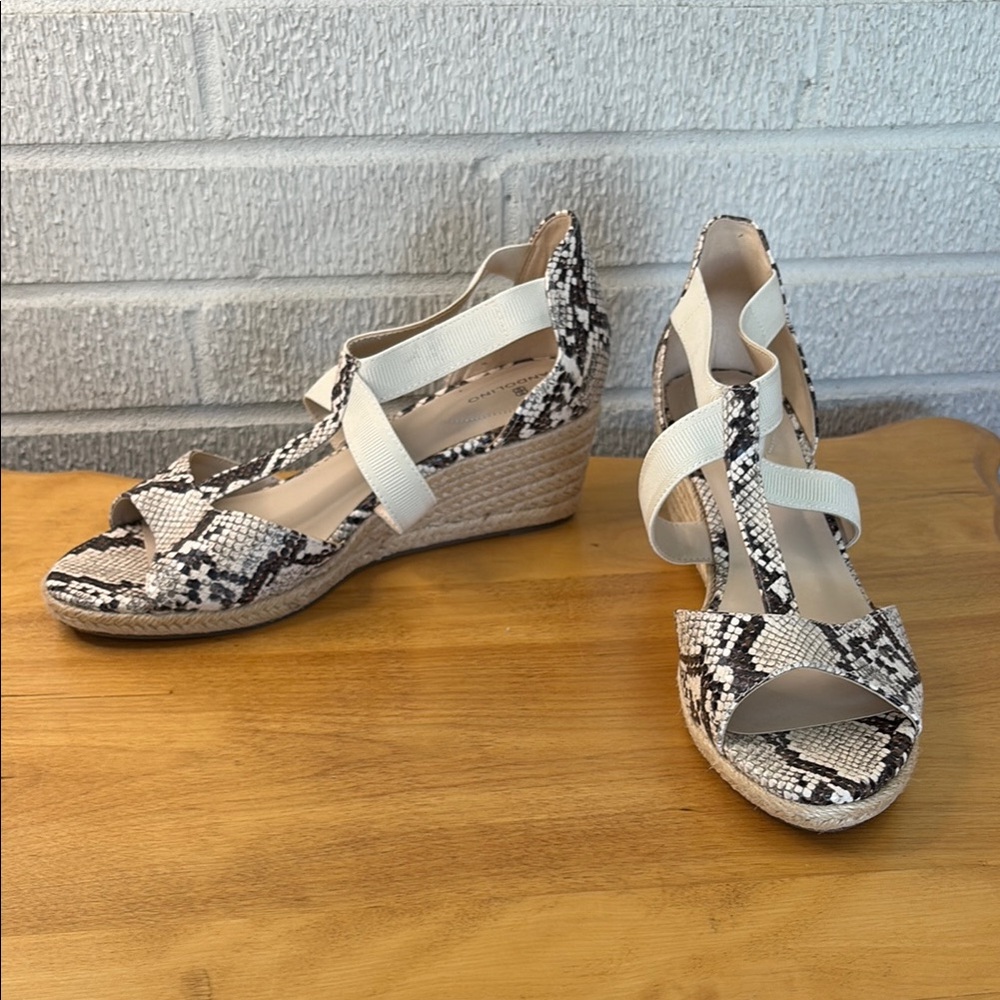 Bandolino "Novana" Espadrille Wedges Women's 10M Snake Print Strappy Sandals
